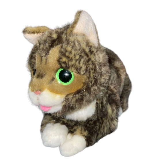 Cuddle Barn Lil Bub Tabby Cat Plush Toy 12" Realistic Stuffed Animal Green Eyes - Picture 2 of 8